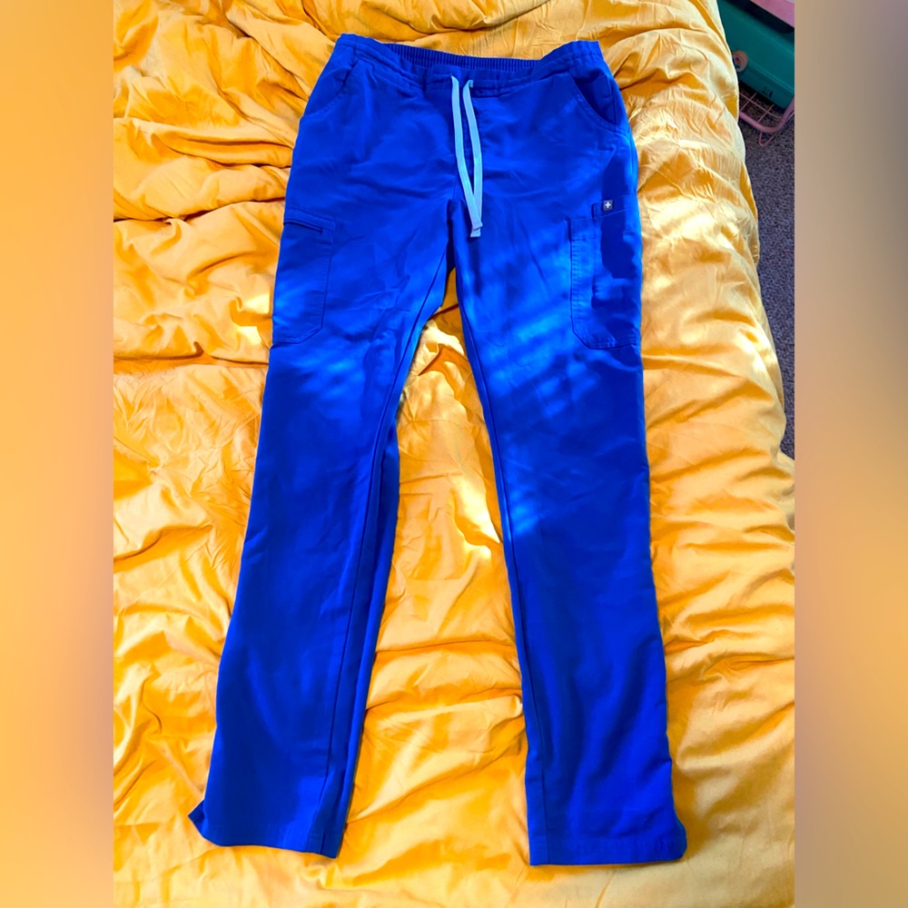 figs royal blue scrub pants straight leg size medium tall
